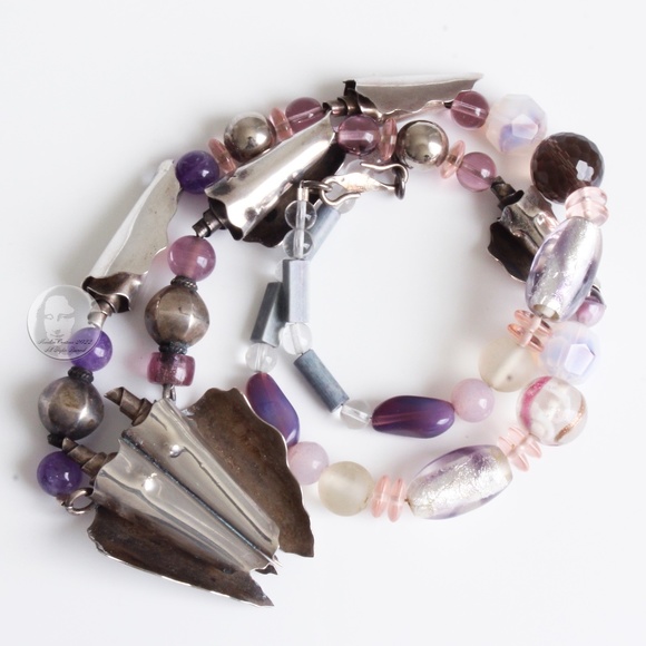 Vintage Necklace Semi Precious Stones Sterling Jeremy & Carrie Gicker 1980s HTF - Picture 3 of 13